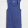 Ribbet tank-top med rund hals