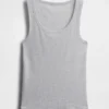 Ribbet tank-top med rund hals