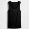 Ribbet tank-top med rund hals