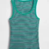 Ribbet tank-top med rund hals