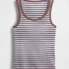Ribbet tank-top med rund hals