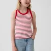 Ribbet tank-top med rund hals for barn