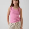 Ribbet tank-top med rund hals for barn