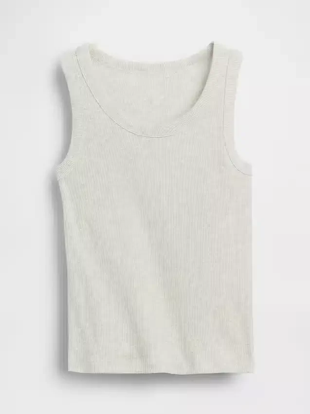 Ribbet tank-top med rund hals for barn