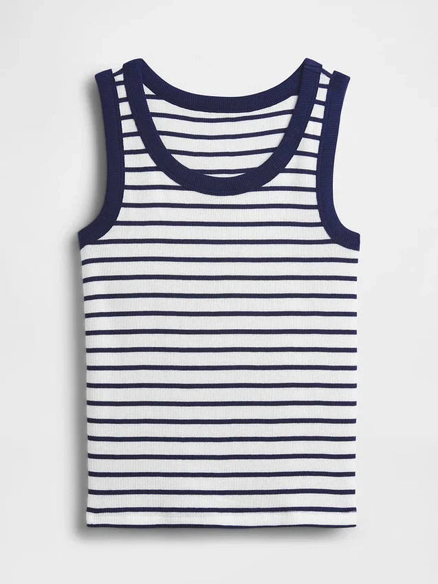 Ribbet tank-top med rund hals for barn