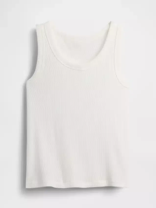 Ribbet tank-top med rund hals for barn