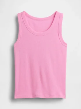 Ribbet tank-top med rund hals for barn