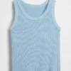 Ribbet tank-top med rund hals for barn