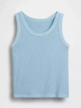 Ribbet tank-top med rund hals for barn