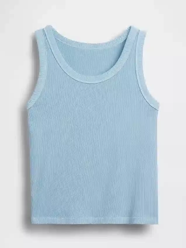 Ribbet tank-top med rund hals for barn
