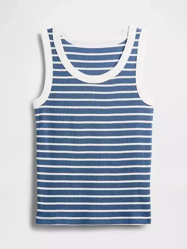 Ribbet tank-top med rund hals for barn