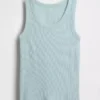 Ribbet tank-top med rund hals for barn