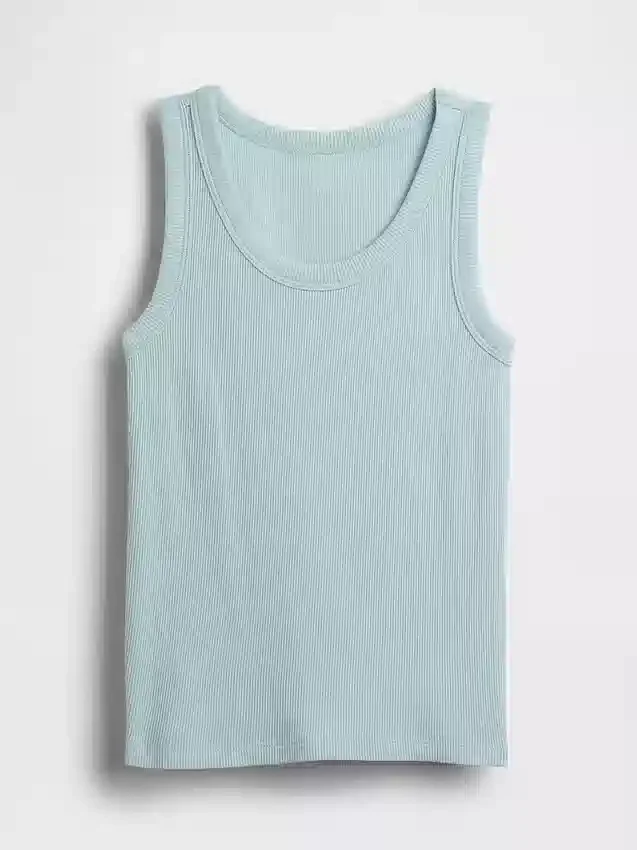 Ribbet tank-top med rund hals for barn