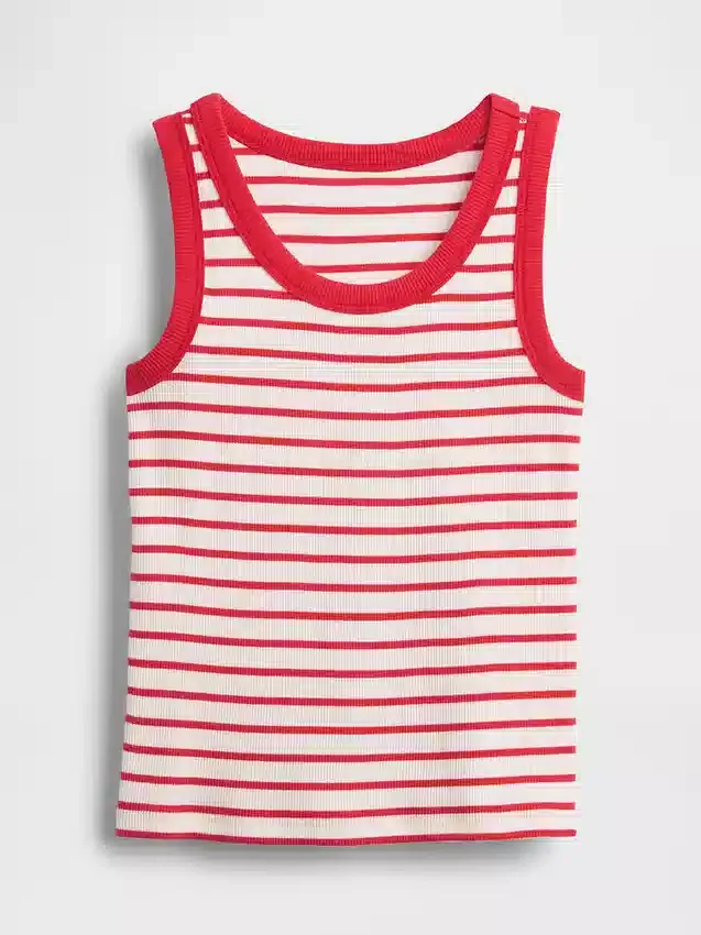 Ribbet tank-top med rund hals for barn