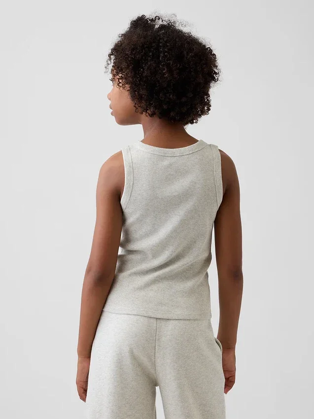Ribbet tank-top med rund hals for barn