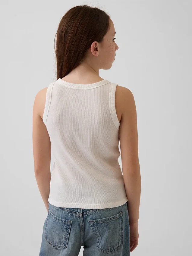 Ribbet tank-top med rund hals for barn