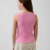 Ribbet tank-top med rund hals for barn