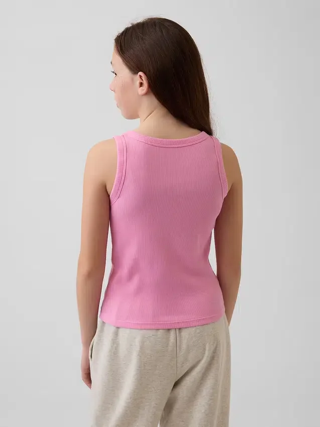 Ribbet tank-top med rund hals for barn