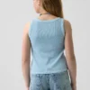 Ribbet tank-top med rund hals for barn