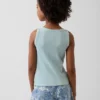 Ribbet tank-top med rund hals for barn