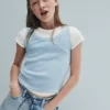 Ribbet tank-top med rund hals for barn
