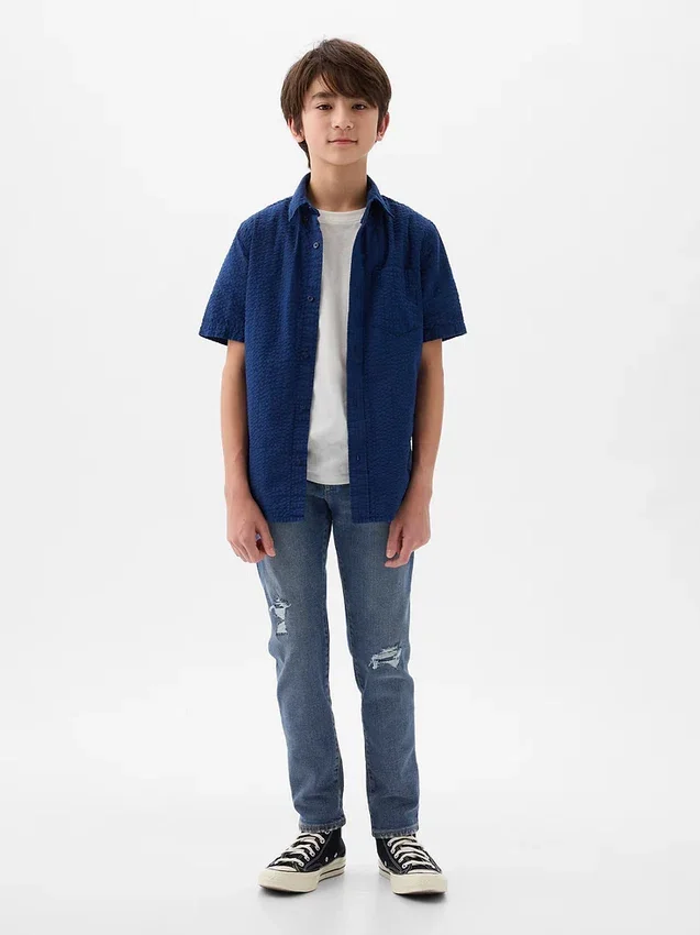Rip & Repair Slim-Jeans for barn