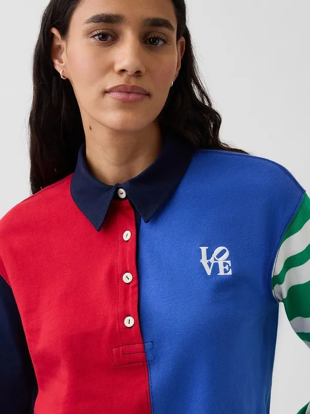 Robert Indiana Love kort rugby-skjorte