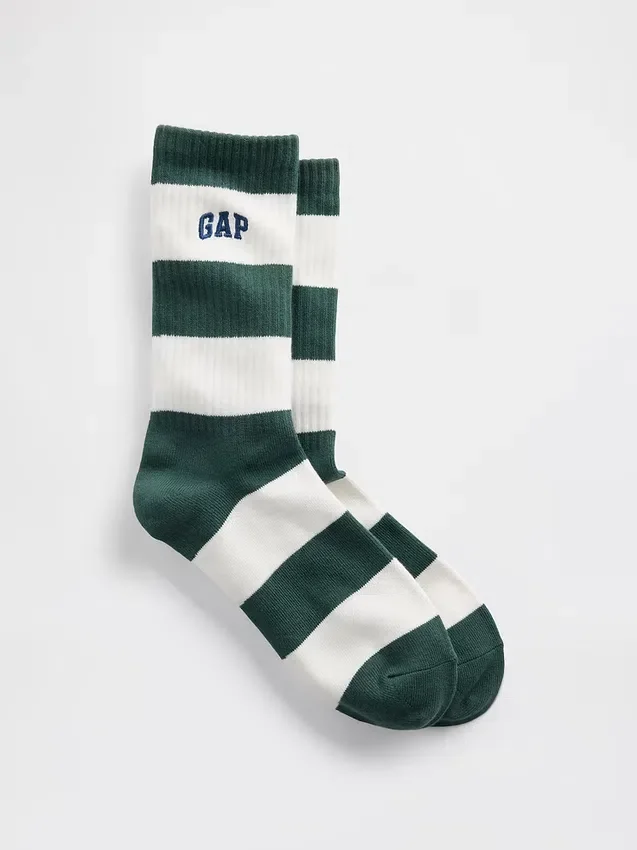 Rugby Stripe Logo Crew-sokker