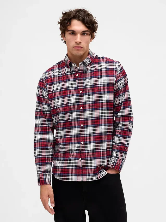 Rutete Oxford-skjorte med knapper
