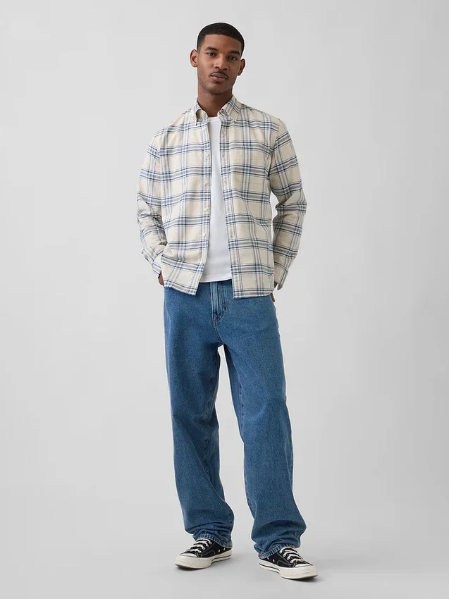 Rutete Oxford-skjorte med knapper