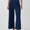 Sailor-jeans med høy midje, vid benvidde og ankelhøyde