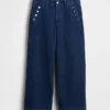 Sailor-jeans med høy midje, vid benvidde og ankelhøyde