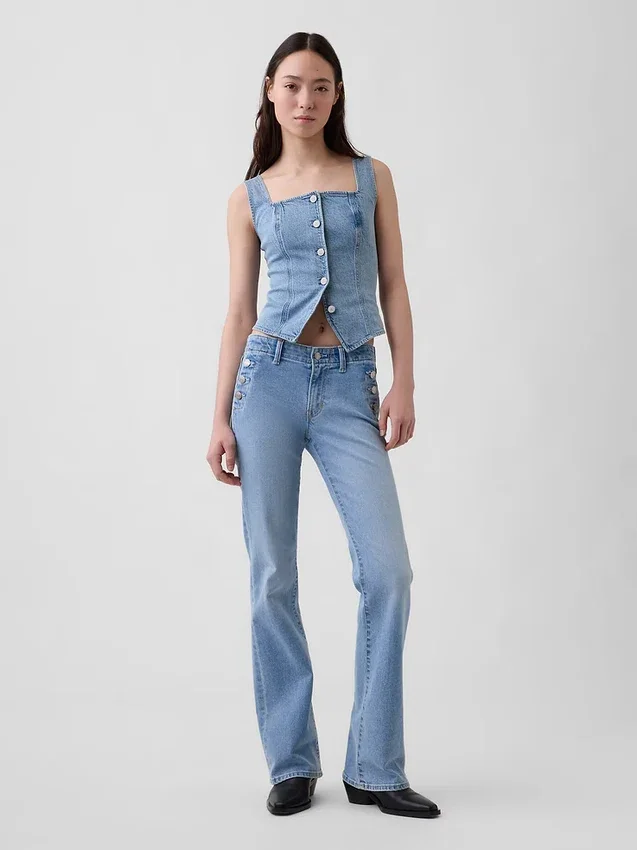 Sailor-Jeans med lav midje, lange og smale ben