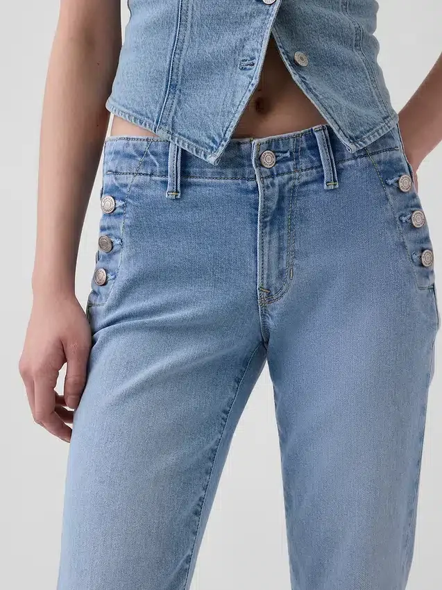 Sailor-Jeans med lav midje, lange og smale ben