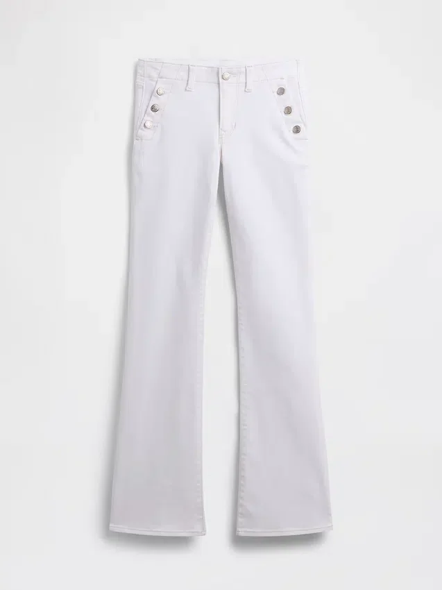 Sailor-Jeans med lav midje, lange og smale ben