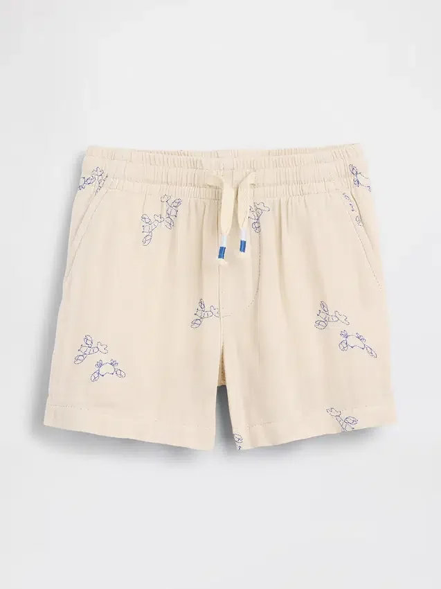 Shorts i bomullsgasbind med mønster for Baby og Småbarn