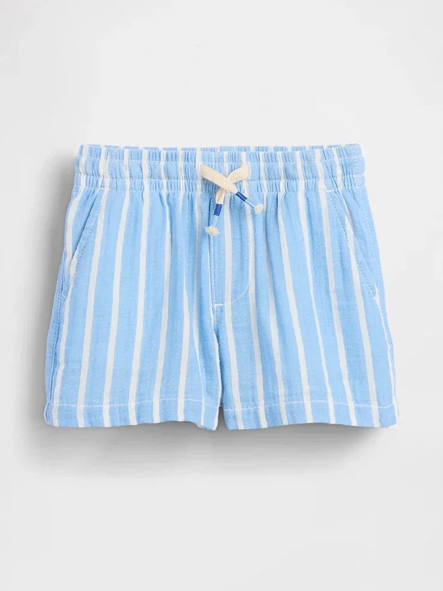 Shorts i bomullsgasbind med mønster for Baby og Småbarn