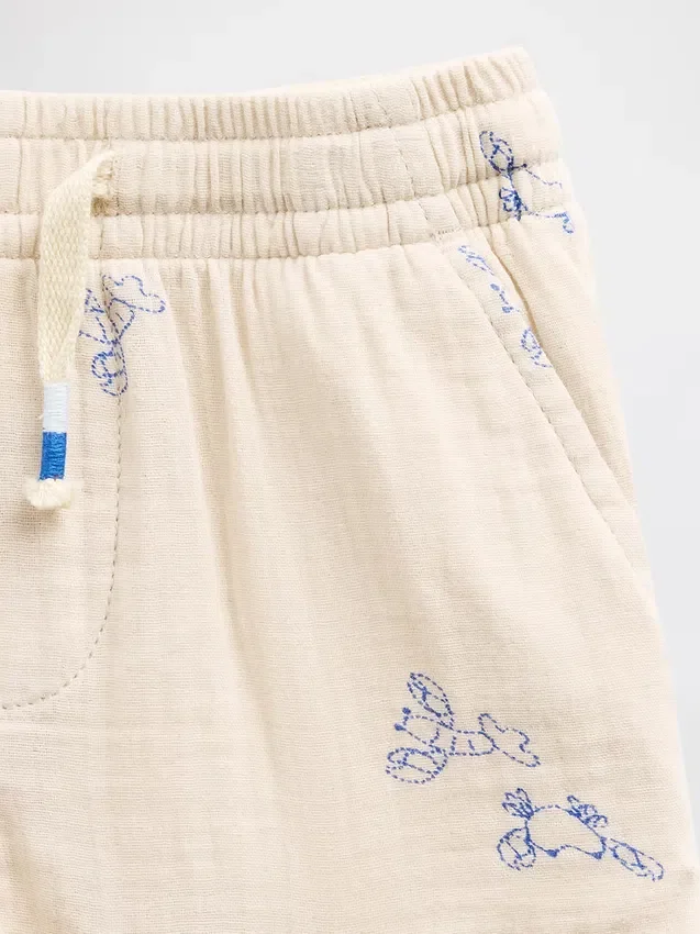 Shorts i bomullsgasbind med mønster for Baby og Småbarn