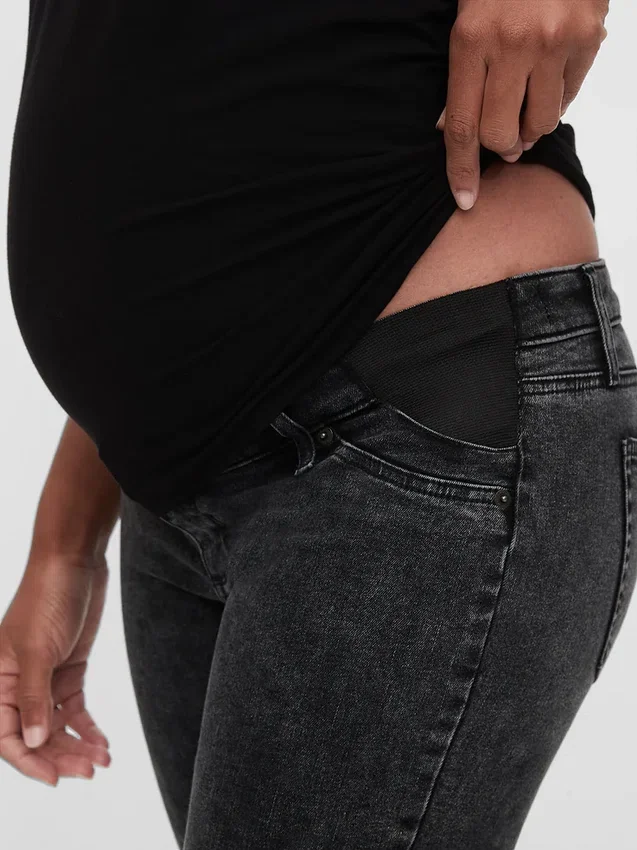 Skinny jeans med innsatt panel for gravide