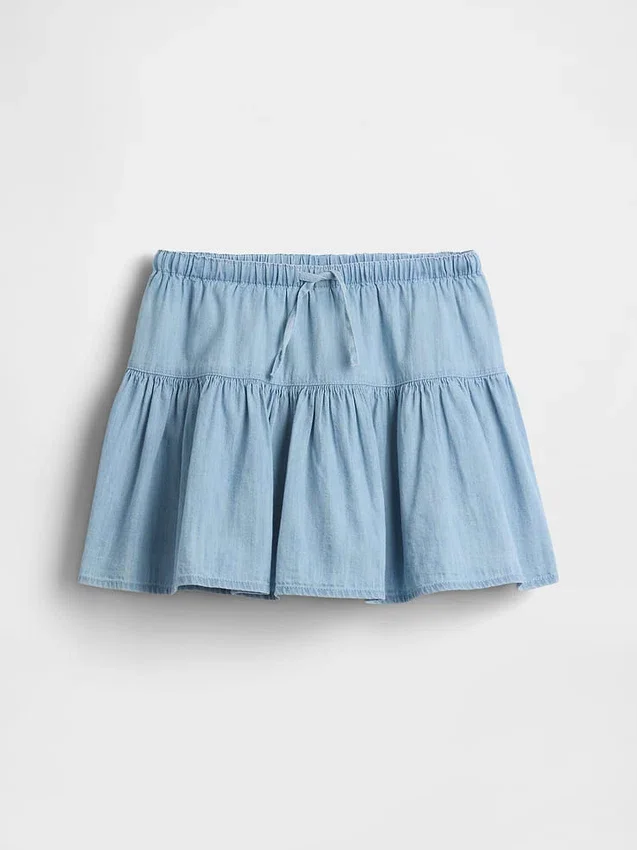 Skort i denim med lag på lag for barn