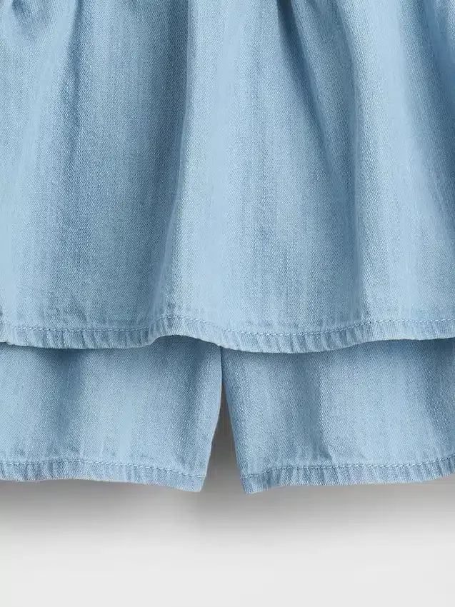 Skort i denim med lag på lag for barn