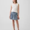 Skort i gingham-denim med lagdelte kanter for barn