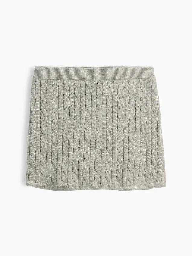 Skort i kabelstrikket bomullsgenser for barn