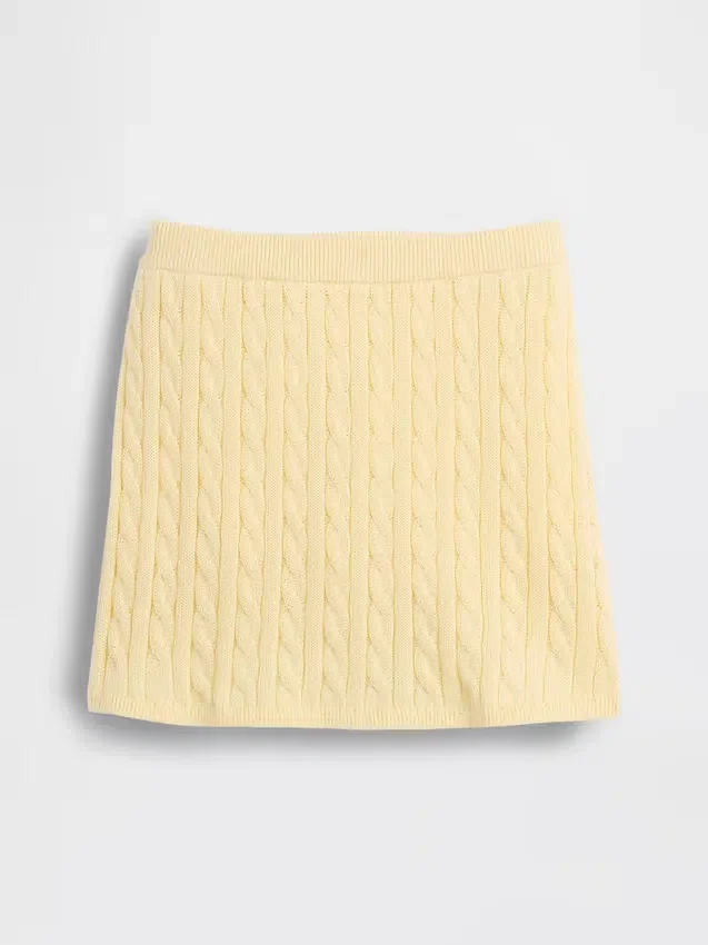 Skort i kabelstrikket bomullsgenser for barn
