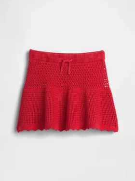 Skort med lag på lag i heklet bomull for barn