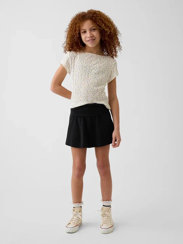 Skort med nedbrettet linning for barn