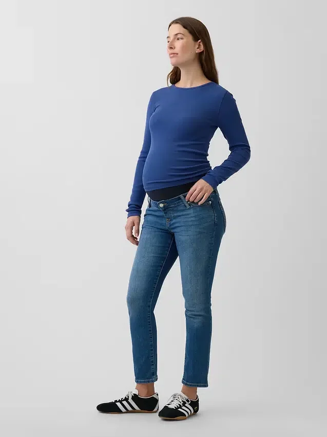 Slim-fit-Jeans med hel panel for gravide