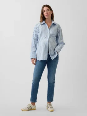 Slim-fit-Jeans med hel panel for gravide