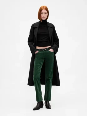 Slim straight-bukser i fløyel med lav midje i 90-tallsstil