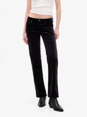 Slim straight-bukser i fløyel med lav midje i 90-tallsstil